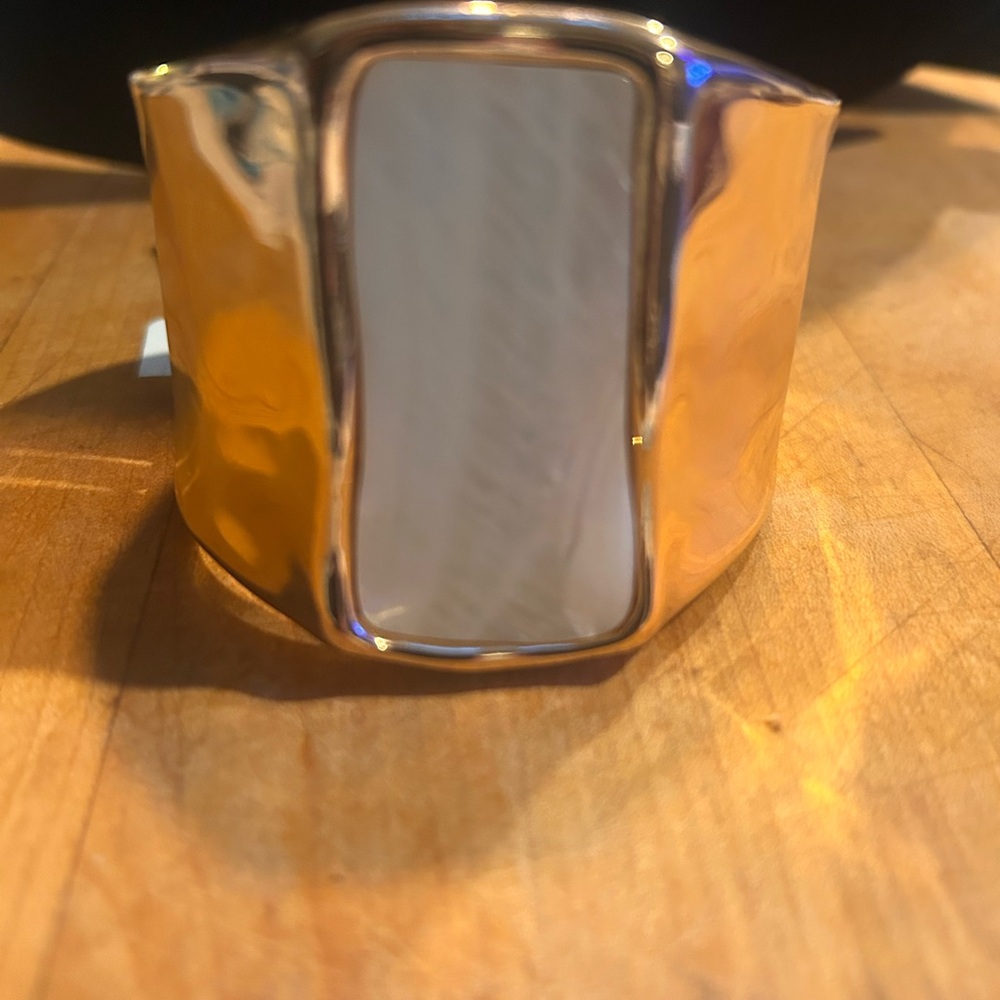 Gold-tone and Pearlish Cuff Bracelet